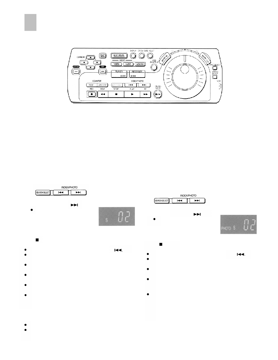 Search functions, Index search system, Photoshot index search system | Index search system photoshot index search, System | Panasonic AG-DV2000P User Manual | Page 17 / 76