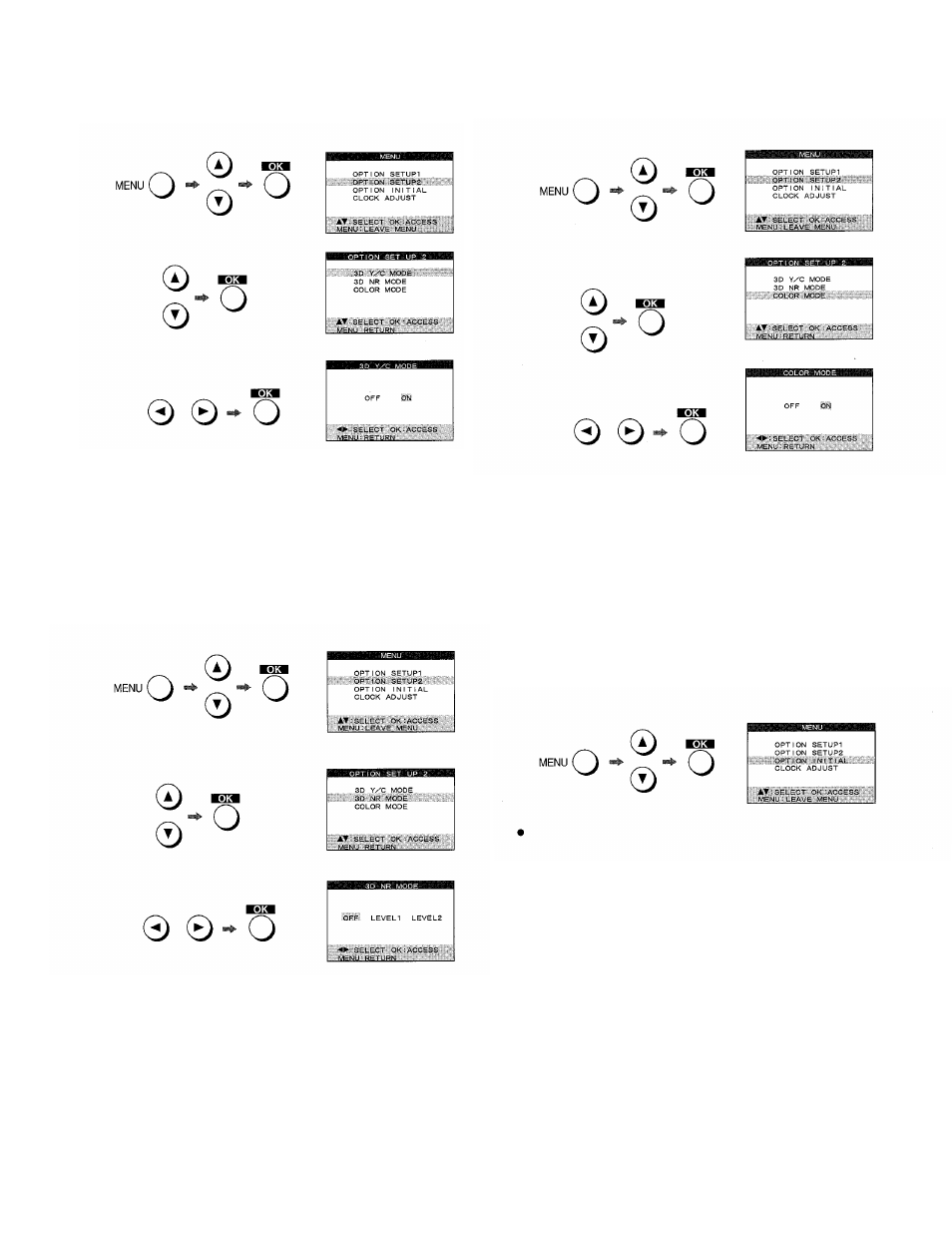 Initial setting, 3d y/c mode to set the color mode, 3d nr mode | Panasonic AG-DV2000P User Manual | Page 21 / 76