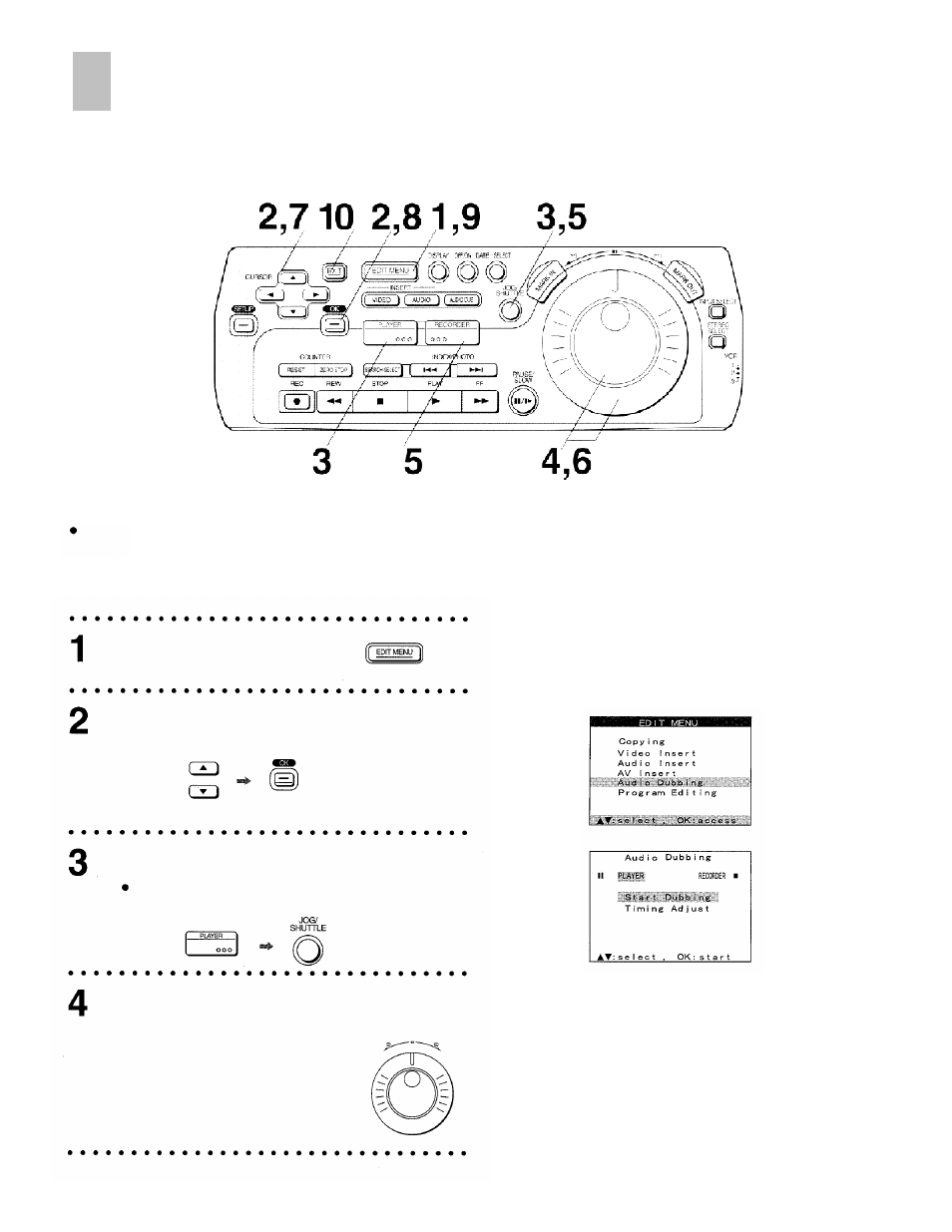 Manual audio dubbing | Panasonic AG-DV2000P User Manual | Page 46 / 76