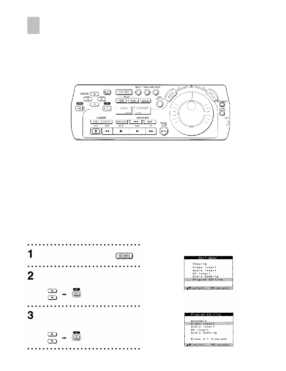 Edit timing adjustment, Program editing | Panasonic AG-DV2000P User Manual | Page 62 / 76