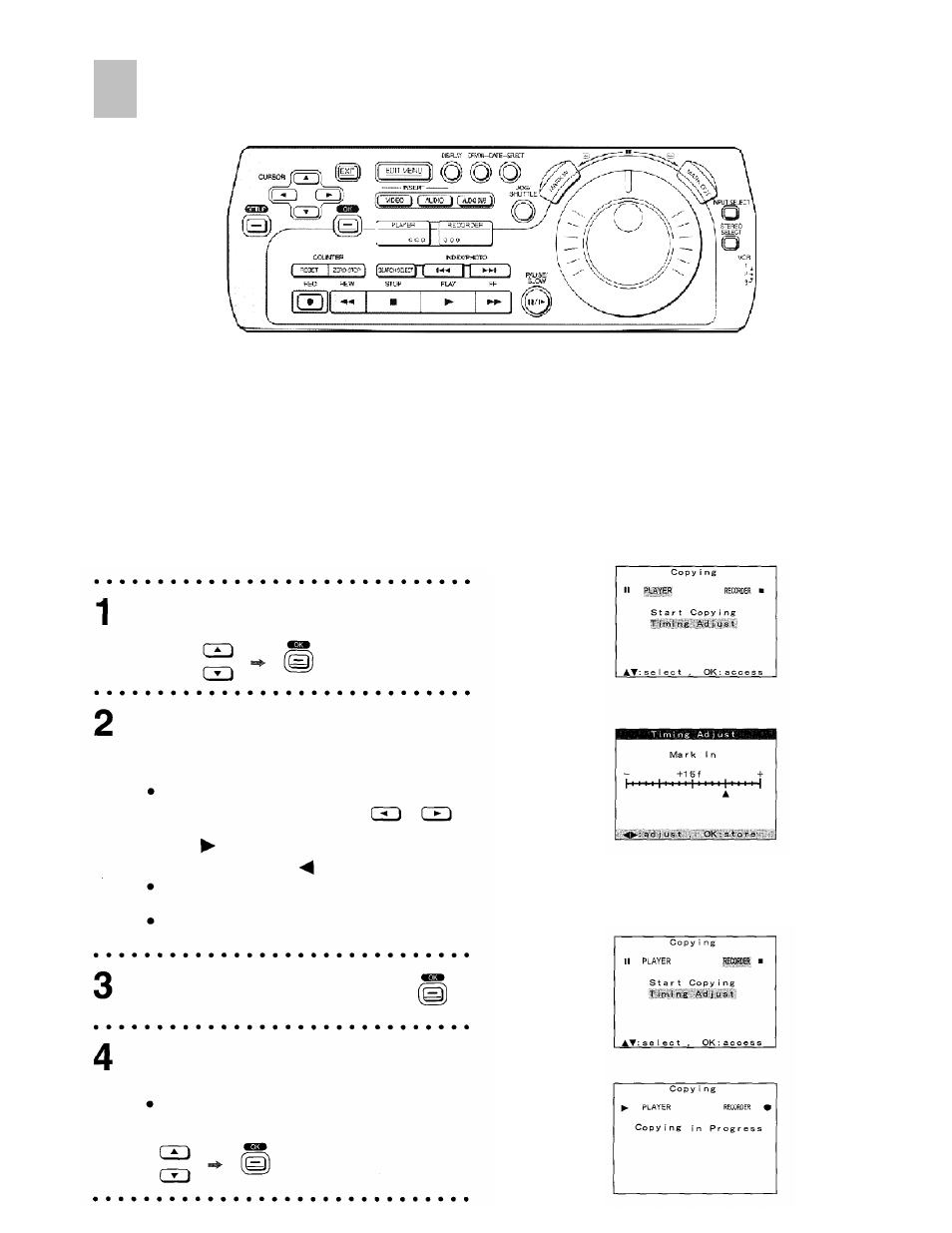 Manual editing, Edit timing adjustment (continued) | Panasonic AG-DV2000P User Manual | Page 64 / 76