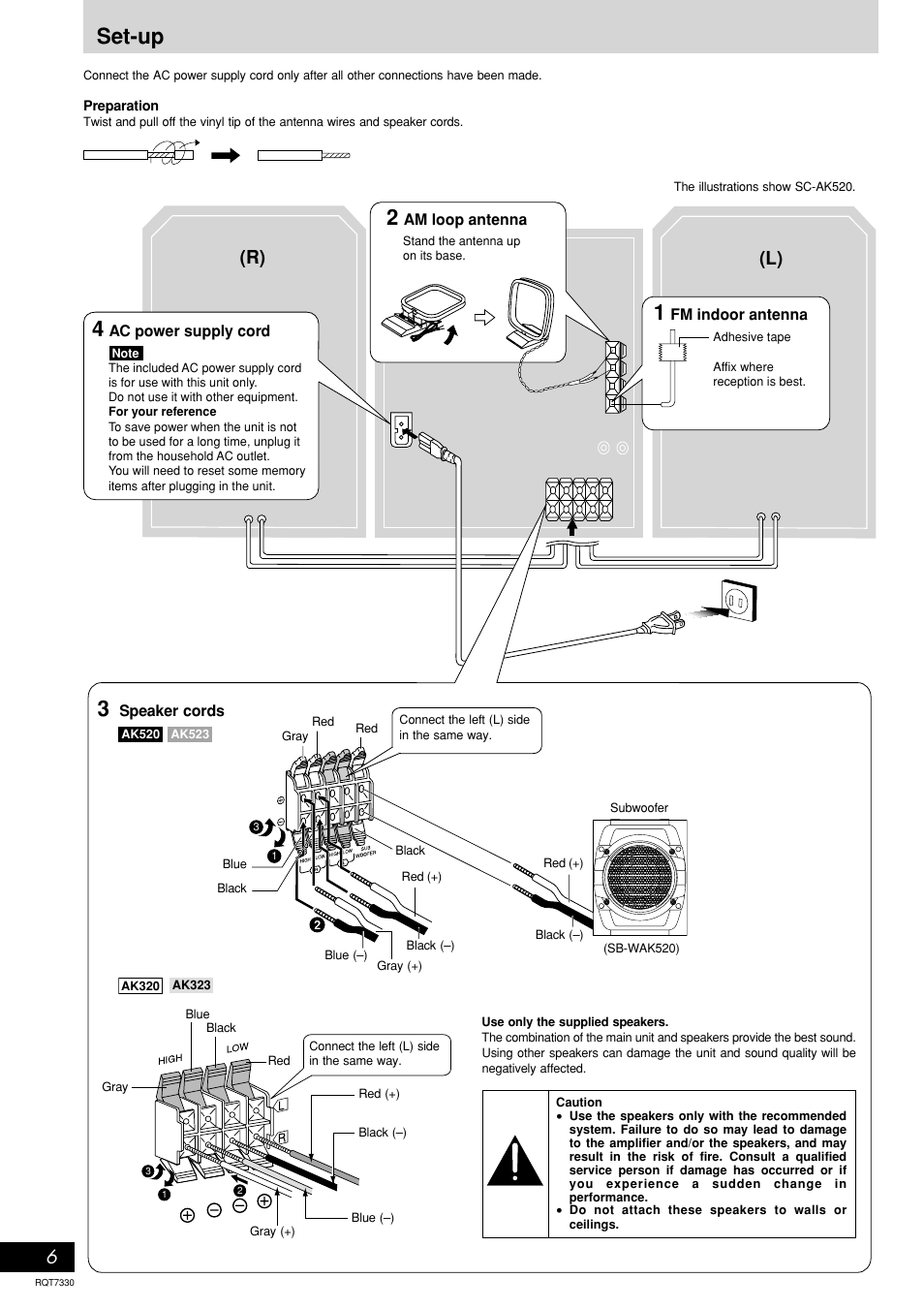 Set-up, R) (l) | Panasonic SC-AK320  EN User Manual | Page 6 / 20