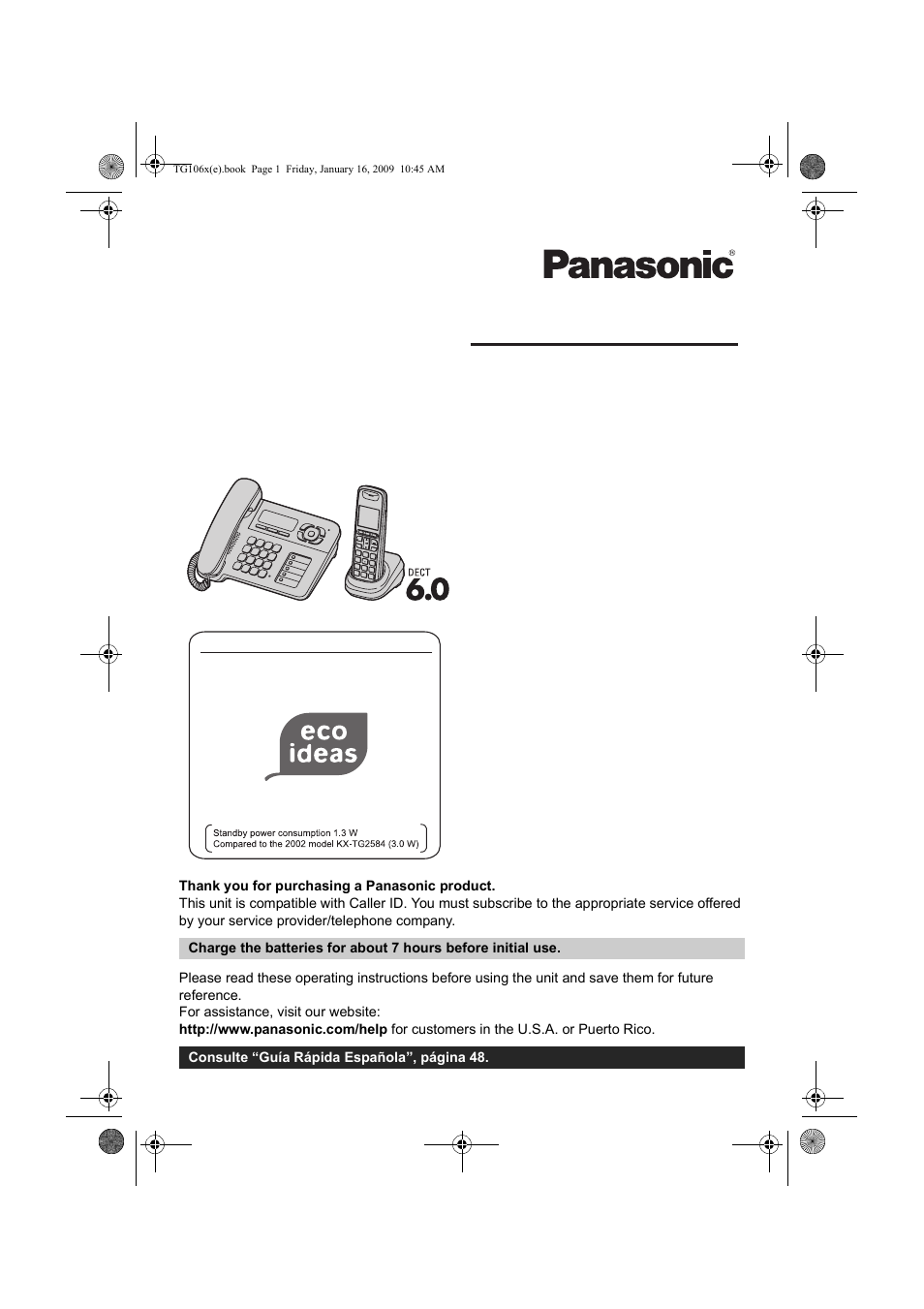 Panasonic KX-TG1063 User Manual | 60 pages