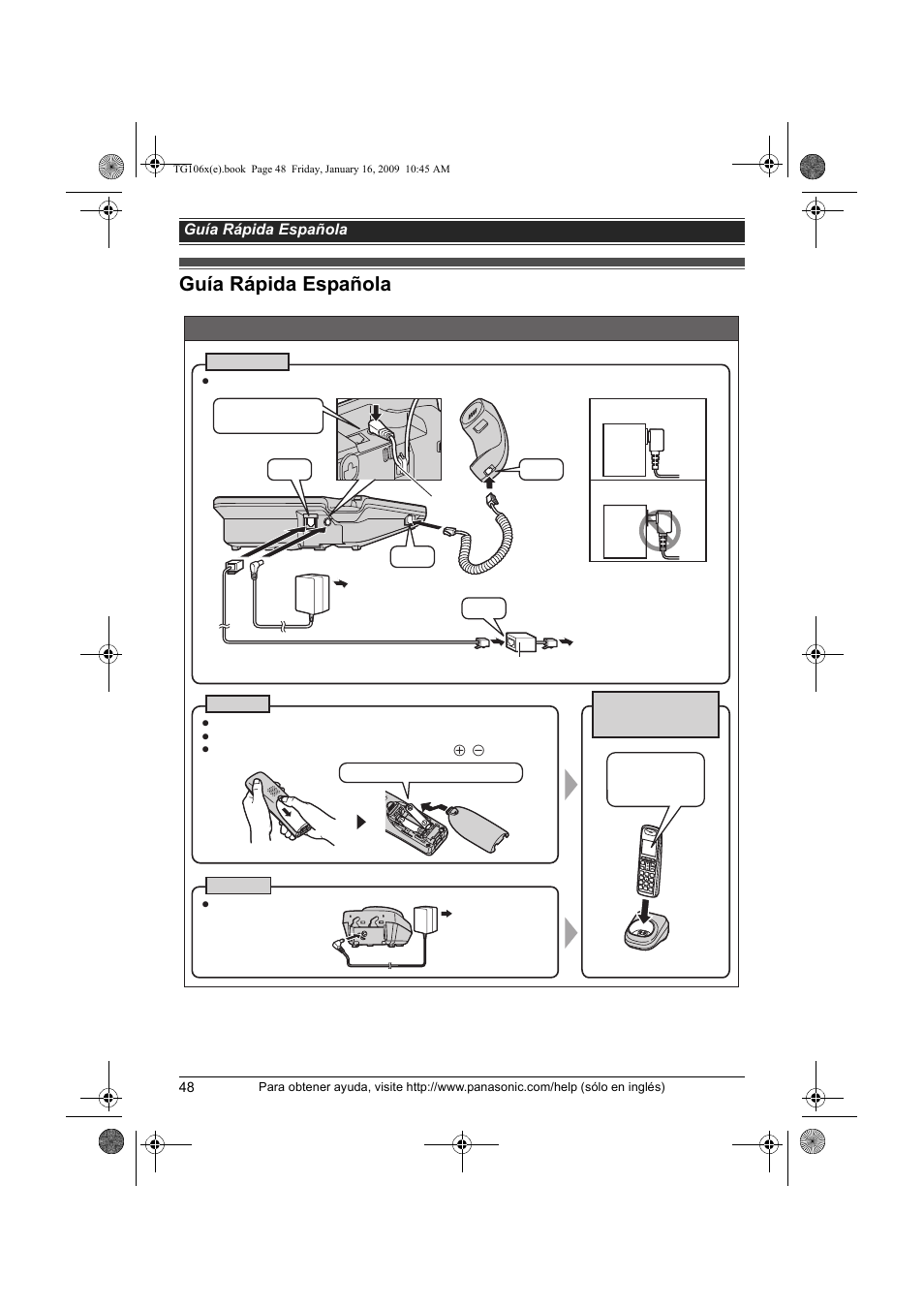 Guía rápida española, Instalación | Panasonic KX-TG1063 User Manual | Page 48 / 60