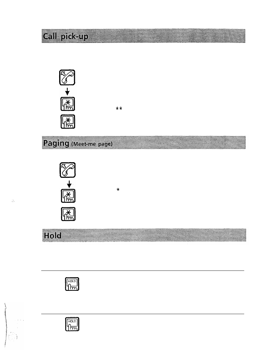 Call pick-up, Paging, Hold | Panasonic VA-1232 User Manual | Page 18 / 43