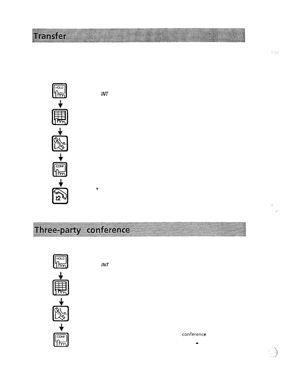 Transfer, Three-party conference | Panasonic VA-1232 User Manual | Page 19 / 43