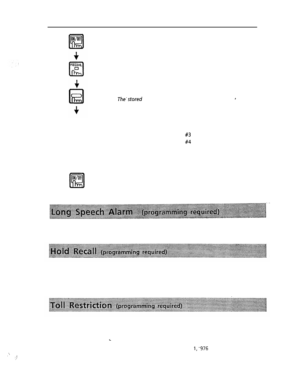 Long speech alarm, Hold recall, Toll restriction | Other cases | Panasonic VA-1232 User Manual | Page 34 / 43
