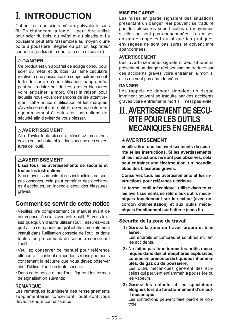 Introduction, Comment se servir de cette notice | Panasonic EY4542 User Manual | Page 22 / 63