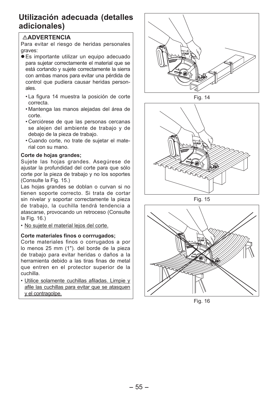 Utilización adecuada (detalles adicionales) | Panasonic EY4542 User Manual | Page 55 / 63