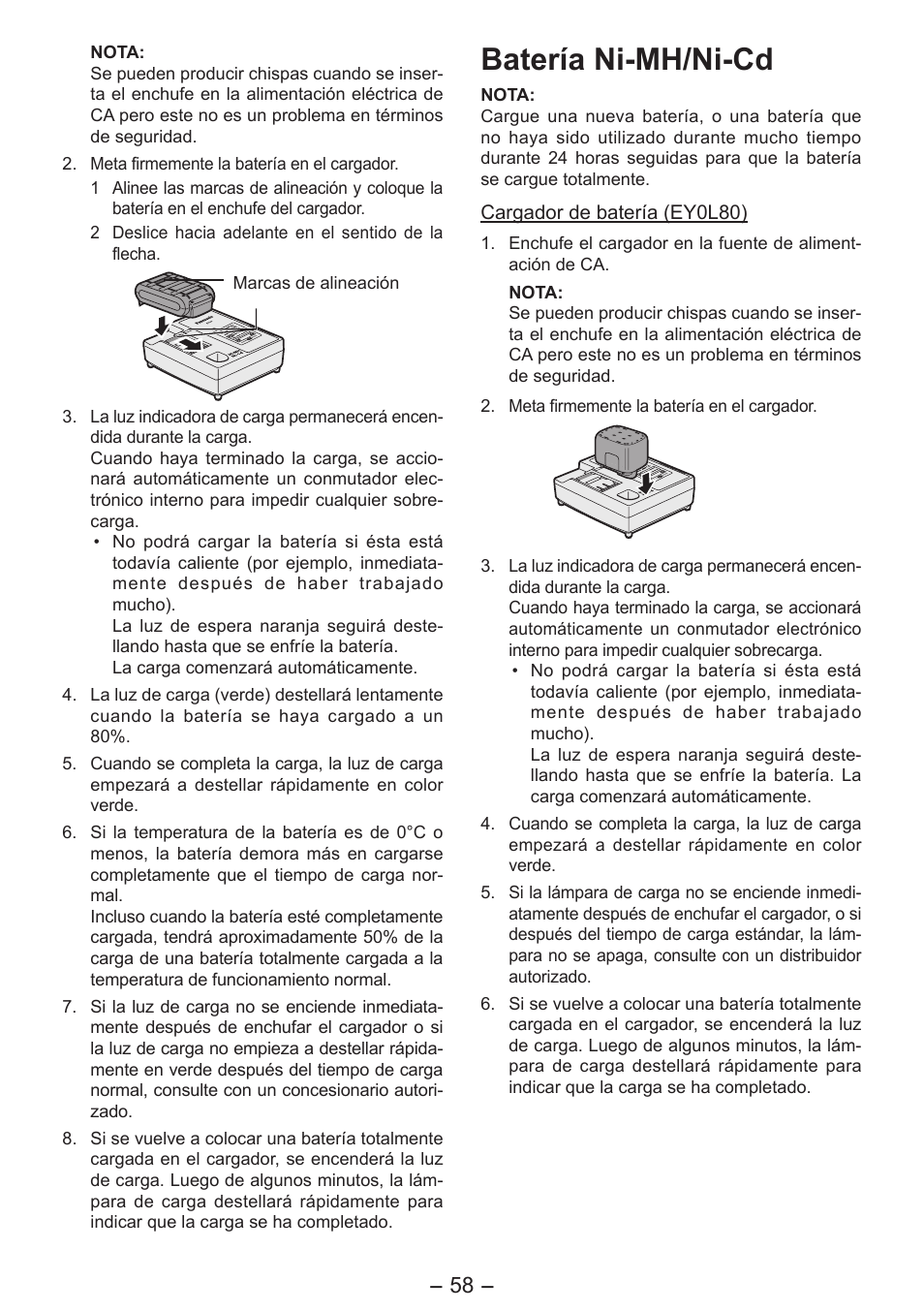 Batería ni-mh/ni-cd | Panasonic EY4542 User Manual | Page 58 / 63