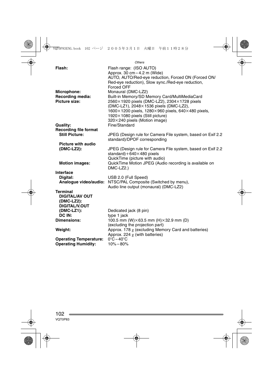 Panasonic DMC-LZ1GN User Manual | Page 102 / 104