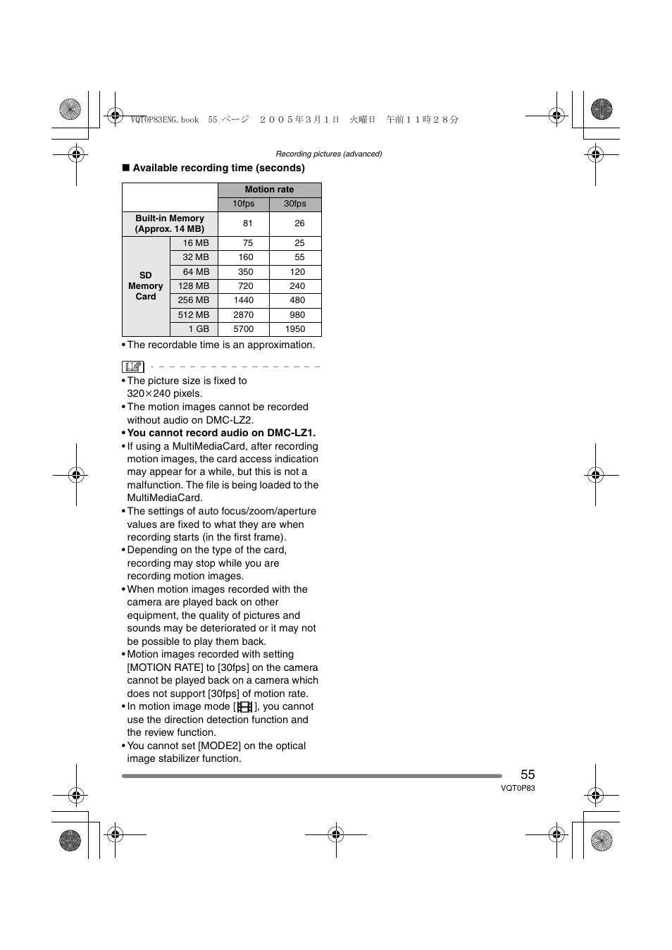 Panasonic DMC-LZ1GN User Manual | Page 55 / 104