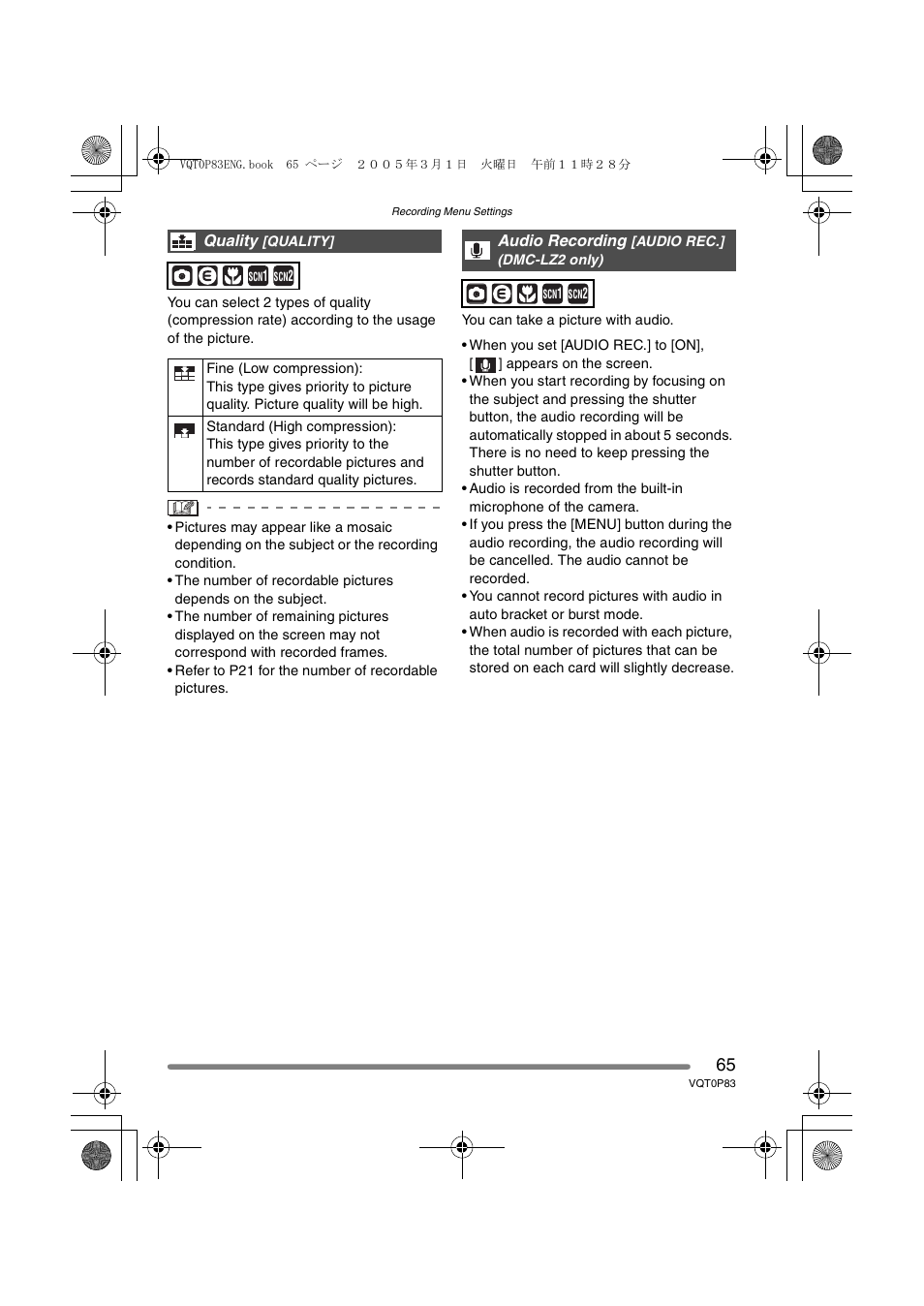 Panasonic DMC-LZ1GN User Manual | Page 65 / 104