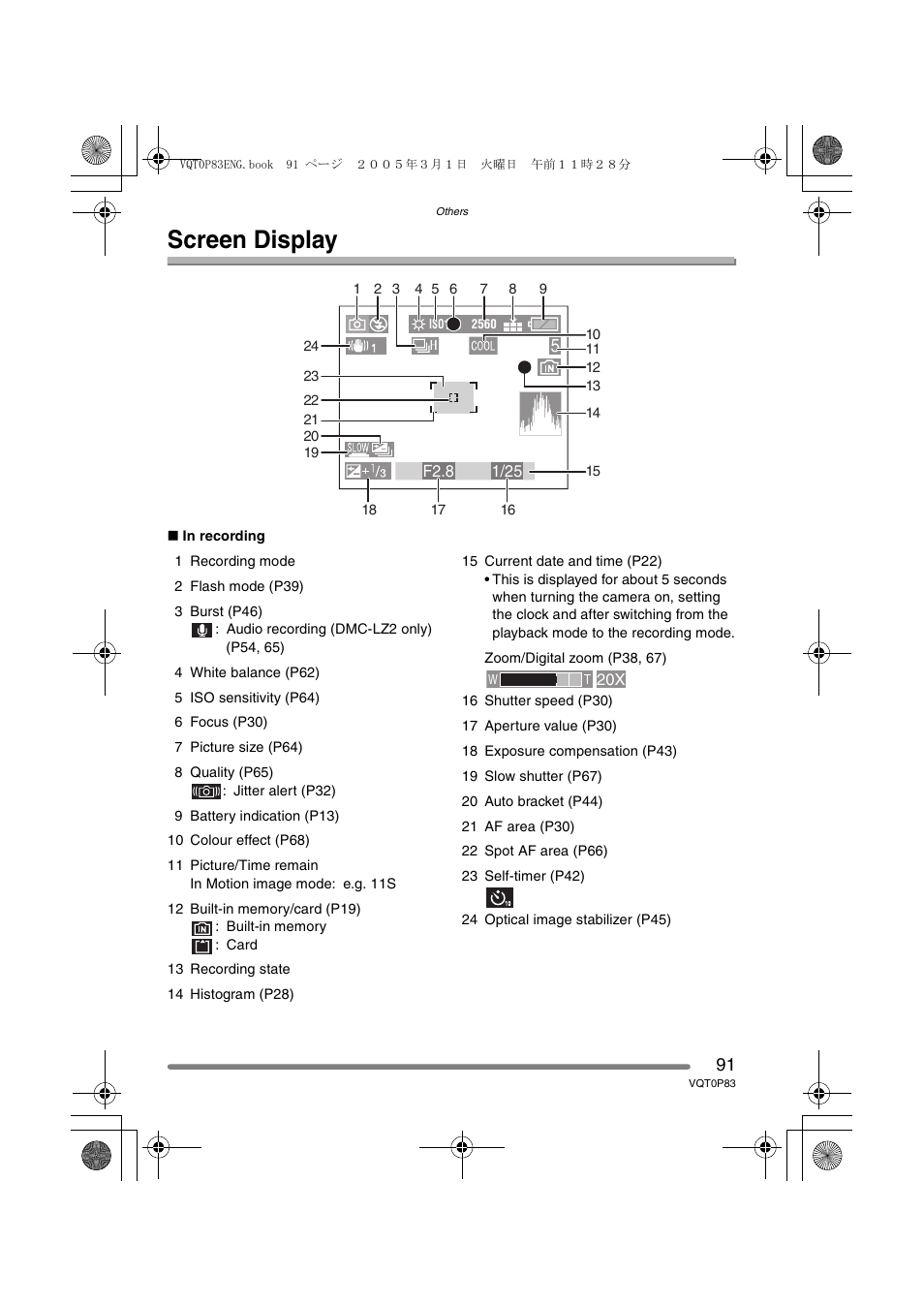 Screen display | Panasonic DMC-LZ1GN User Manual | Page 91 / 104