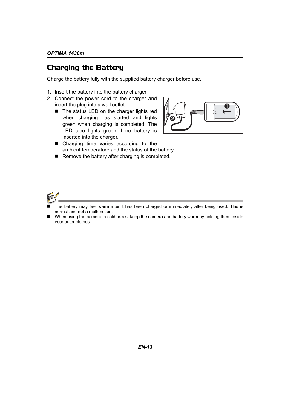 Charging the battery | Panasonic 1438M User Manual | Page 14 / 44