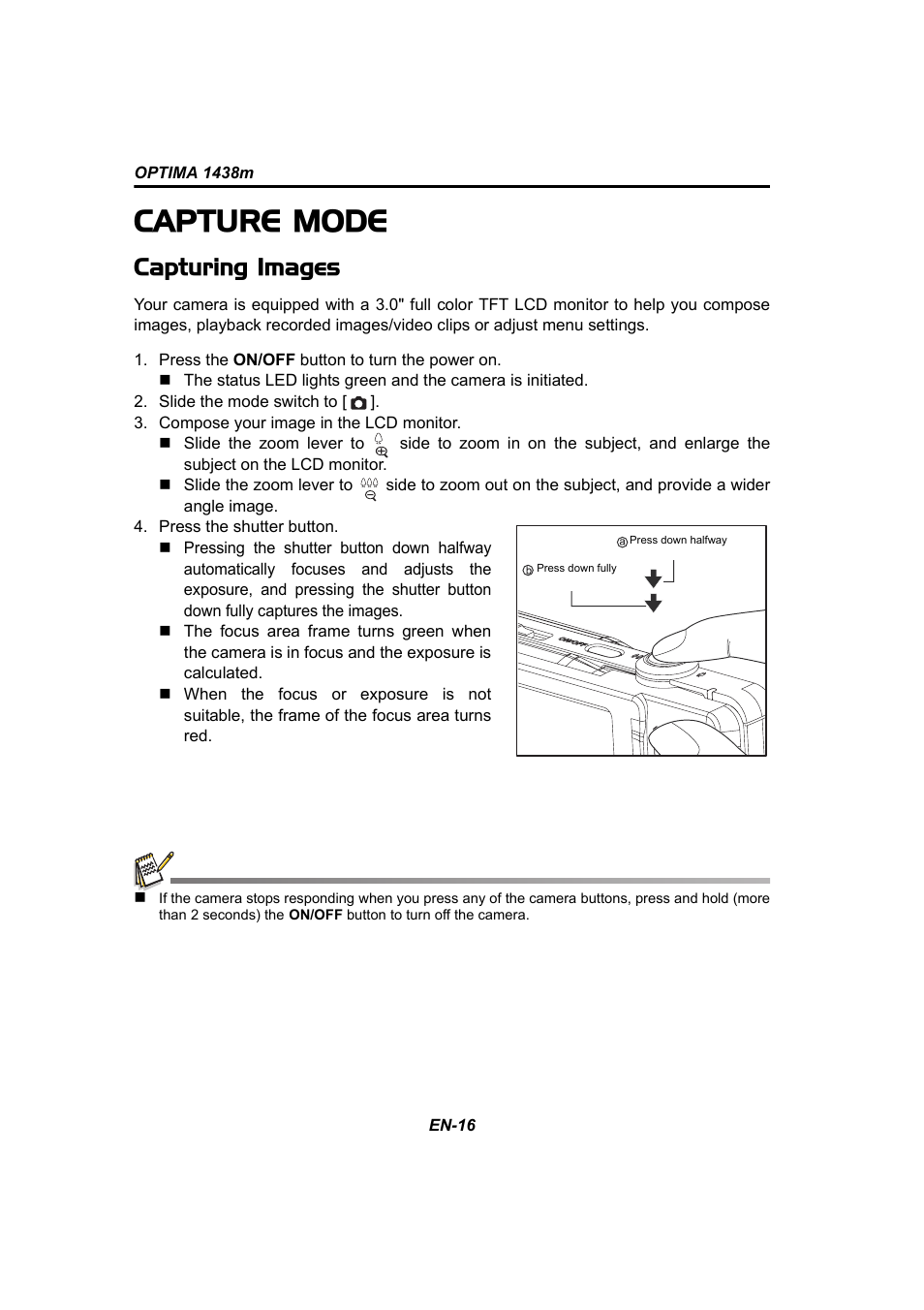 Capture mode, Capturing images | Panasonic 1438M User Manual | Page 17 / 44