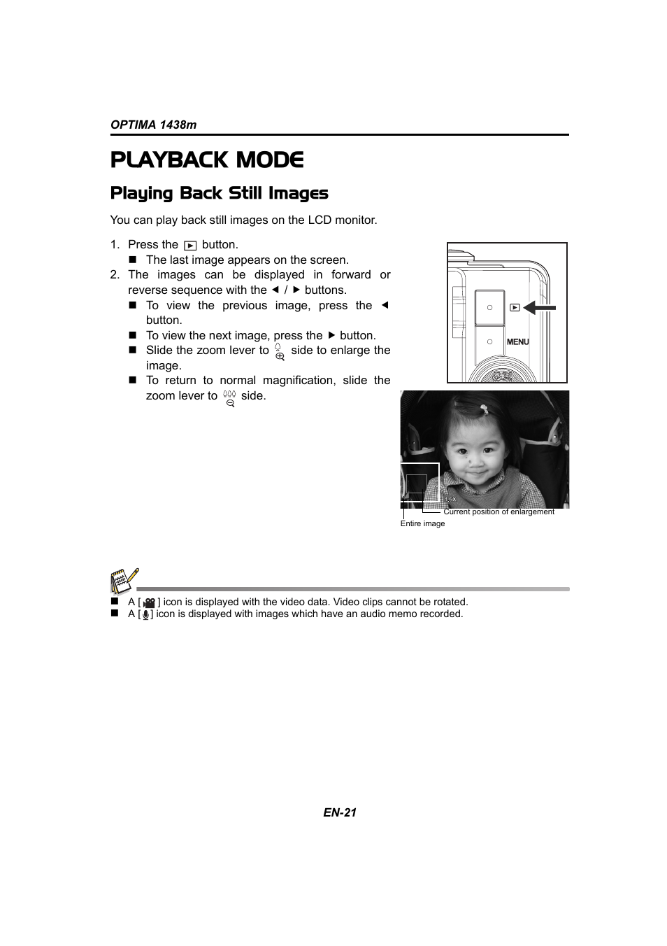 Playback mode, Playing back still images | Panasonic 1438M User Manual | Page 22 / 44