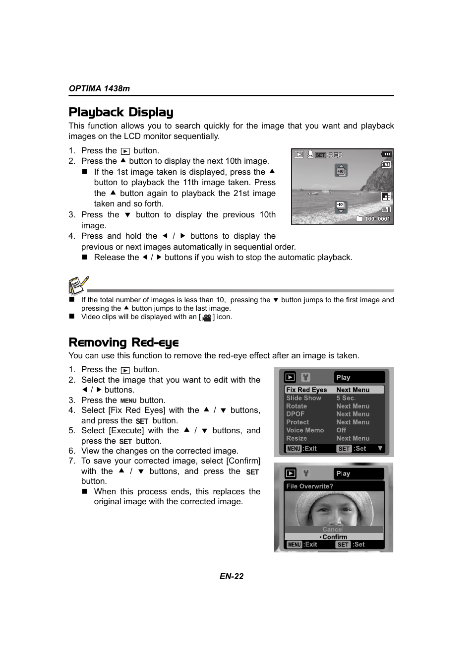 Playback display, Removing red-eye | Panasonic 1438M User Manual | Page 23 / 44