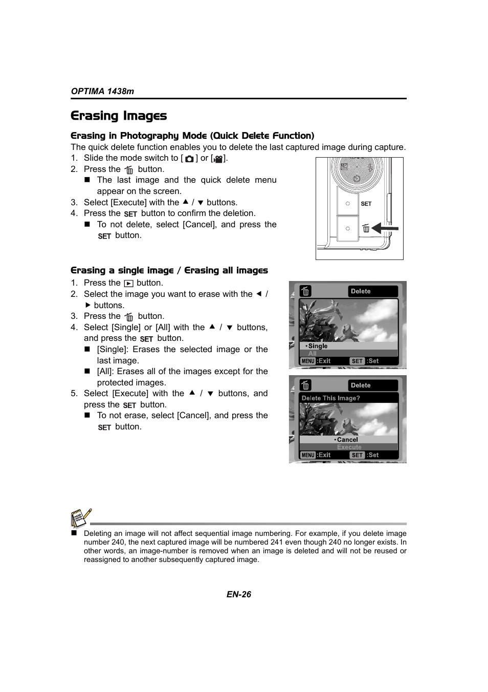 Erasing images | Panasonic 1438M User Manual | Page 27 / 44