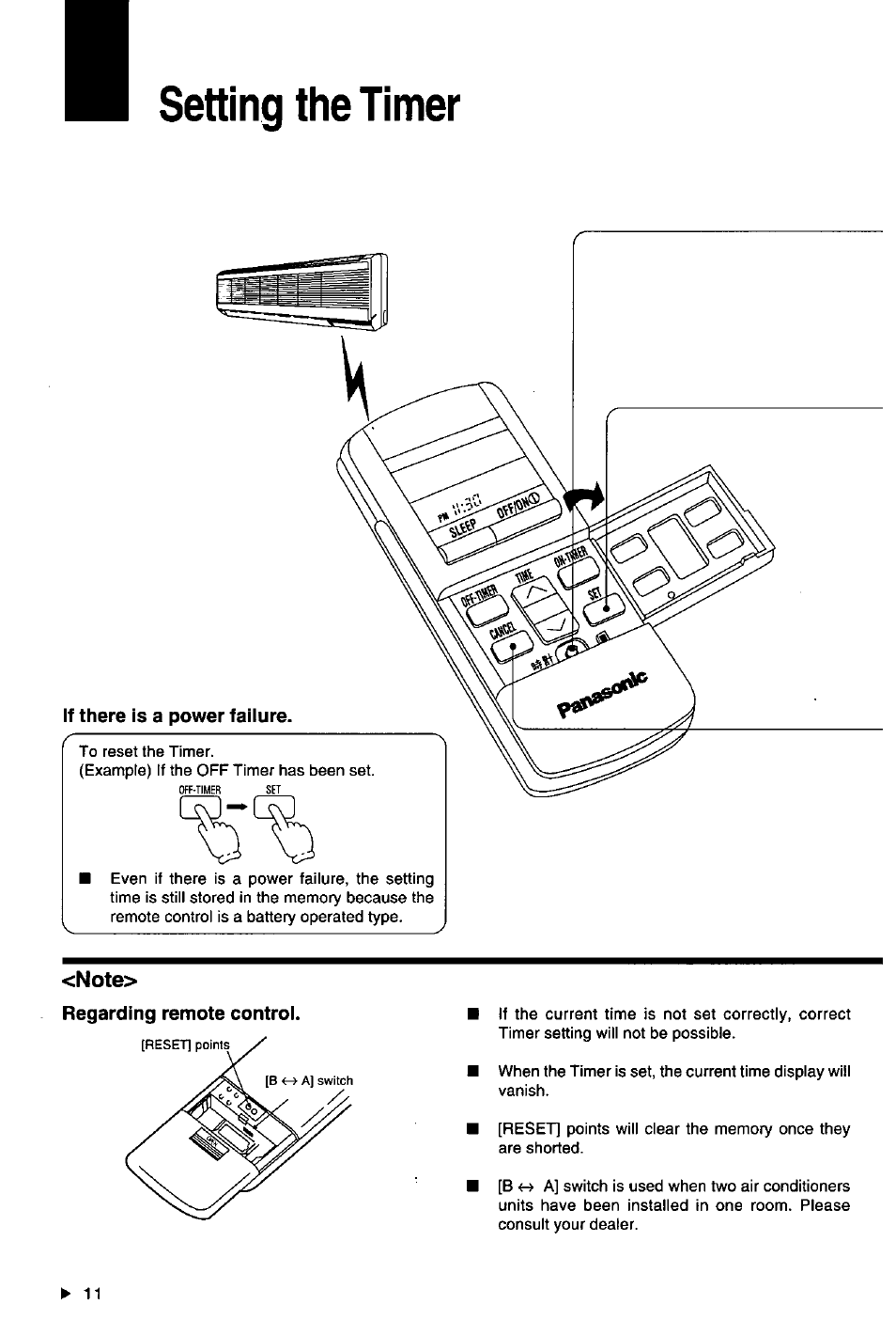 Setting the timer, Setting the timer 1 - 1 2 | Panasonic CSXC181KP User Manual | Page 12 / 48