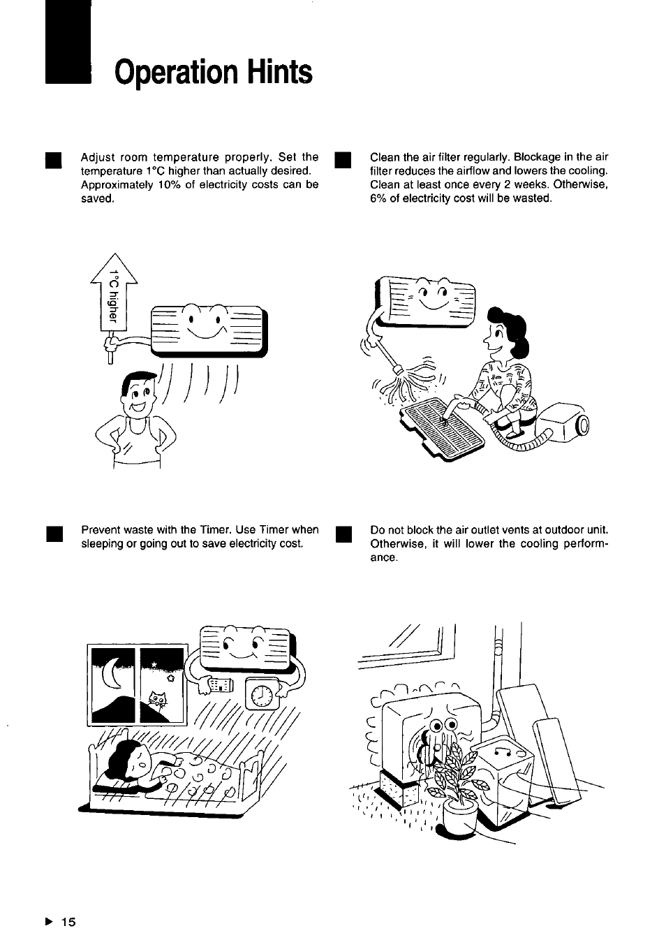 Operation hints | Panasonic CSXC181KP User Manual | Page 16 / 48