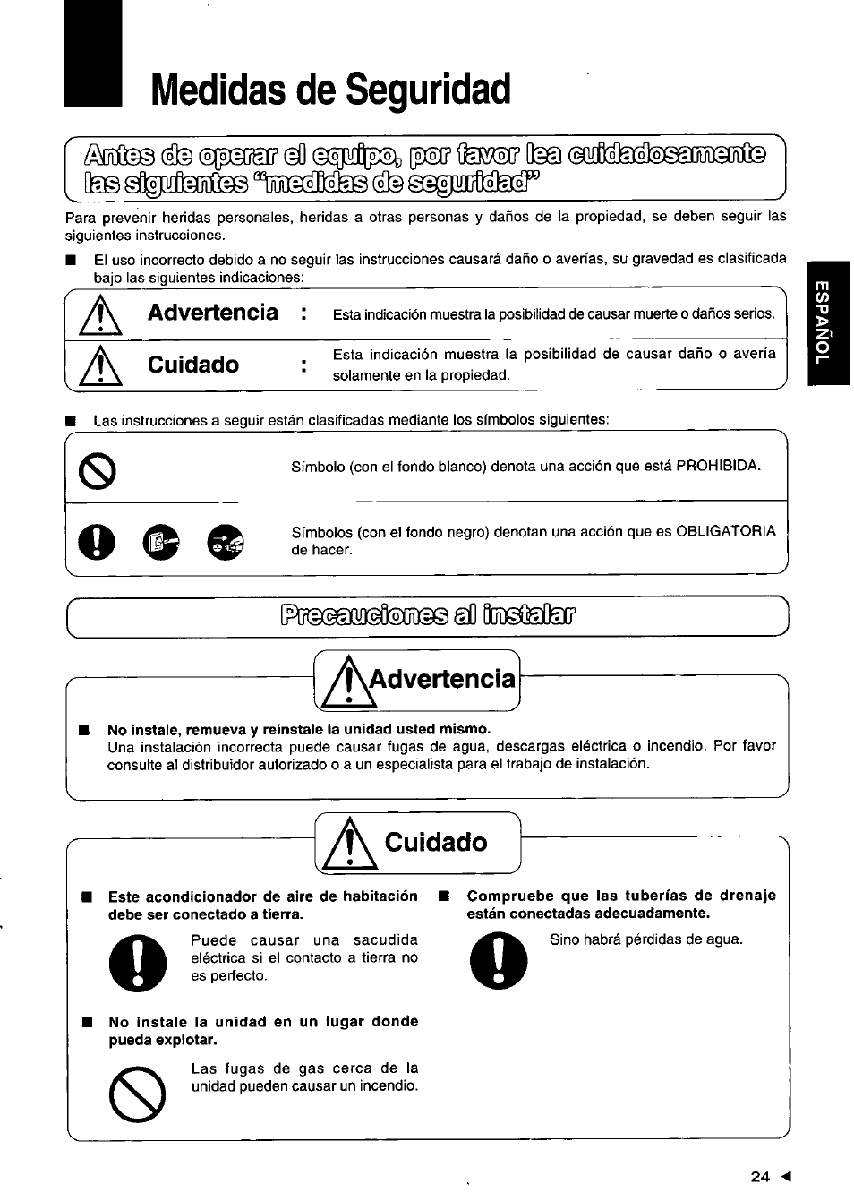 Medidas de seguridad | Panasonic CSXC181KP User Manual | Page 25 / 48