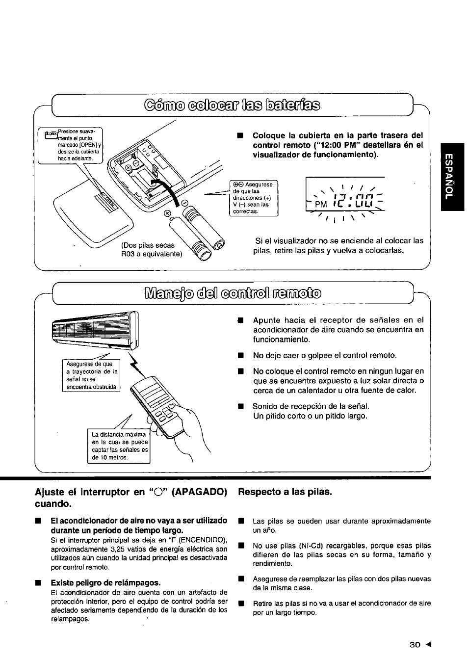 Existe peligro de relámpagos | Panasonic CSXC181KP User Manual | Page 31 / 48