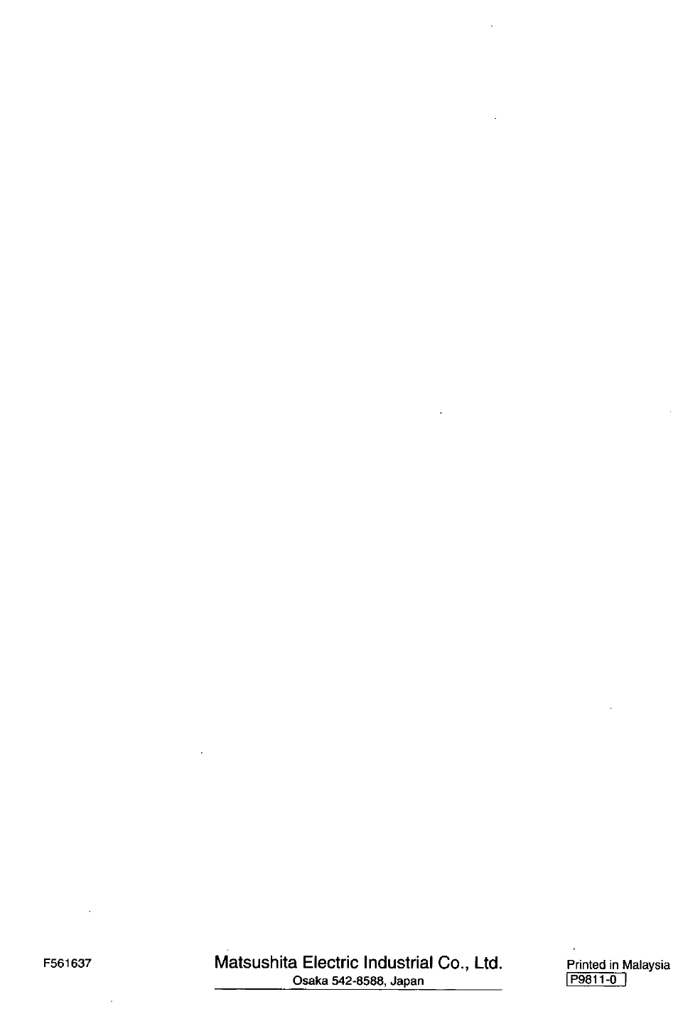 Matsushita electric industrial co., ltd | Panasonic CSXC181KP User Manual | Page 48 / 48