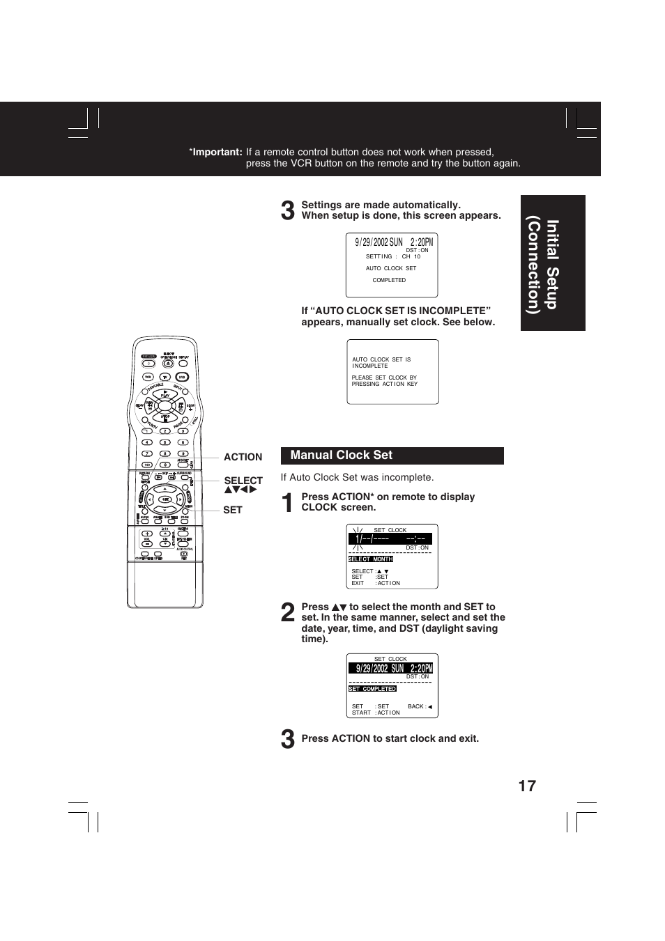 Initial setup (connection) | Panasonic PV-D4742 User Manual | Page 17 / 60