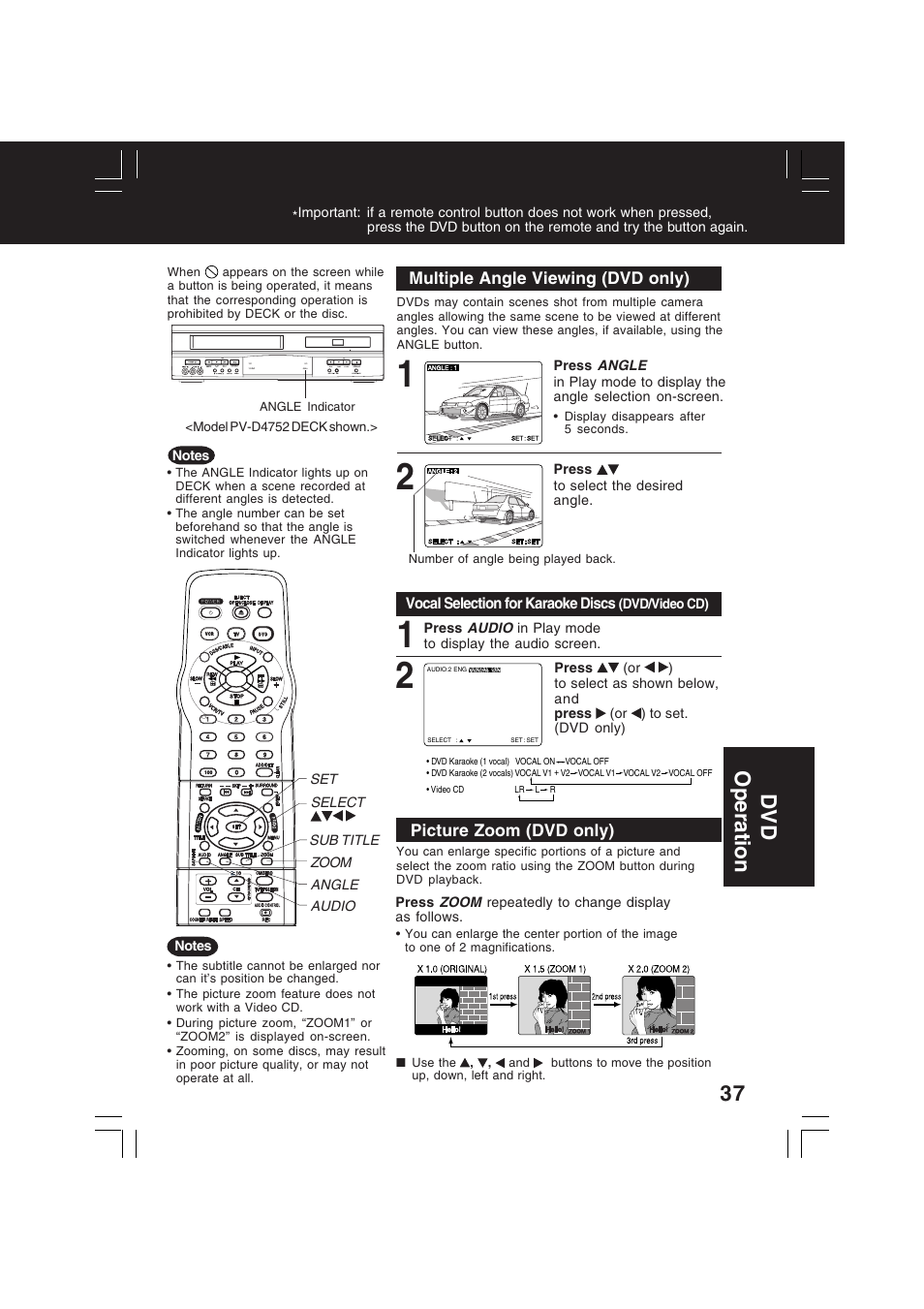 Dv d operation | Panasonic PV-D4742 User Manual | Page 37 / 60