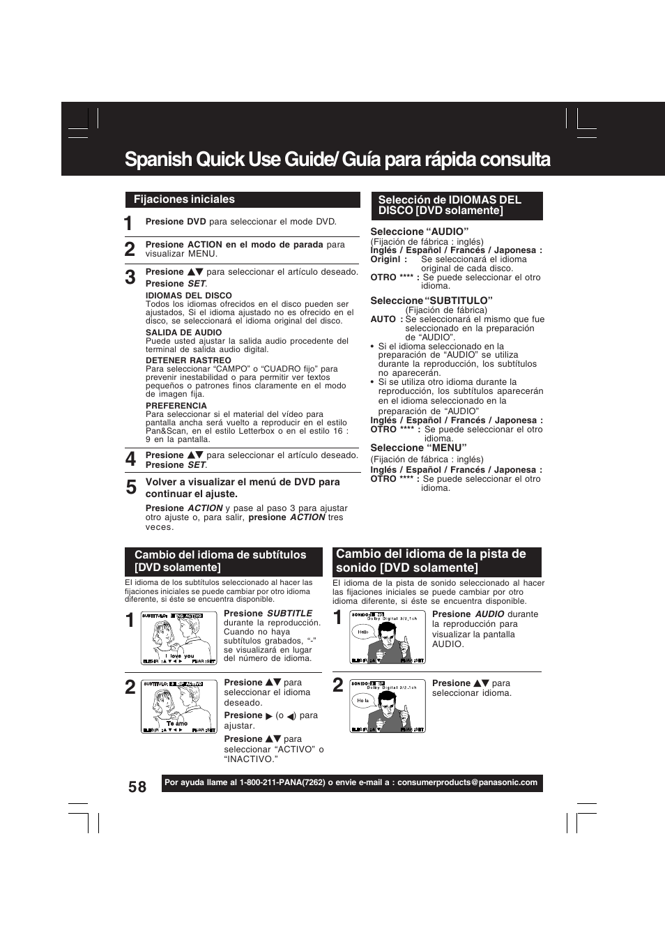 Spanish quick use guide/ guía para rápida consulta | Panasonic PV-D4742 User Manual | Page 58 / 60