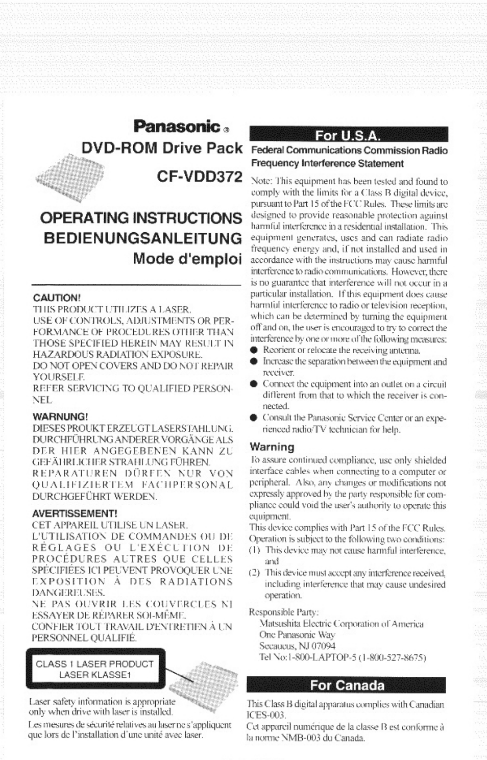 Panasonic CF-VDD372 User Manual | 8 pages