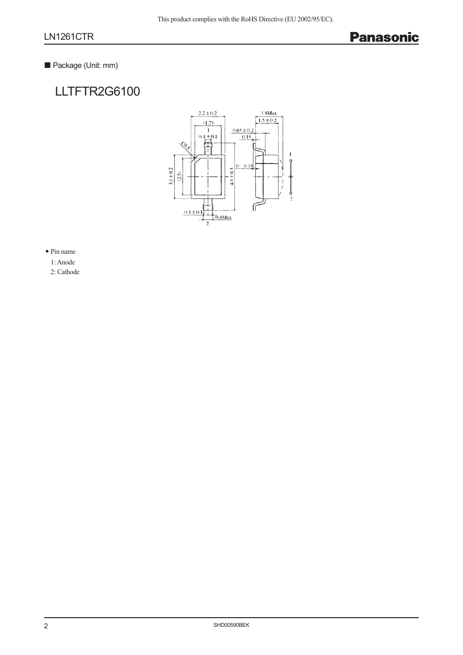 Ln1261ctr | Panasonic LN1261CTR User Manual | Page 2 / 3