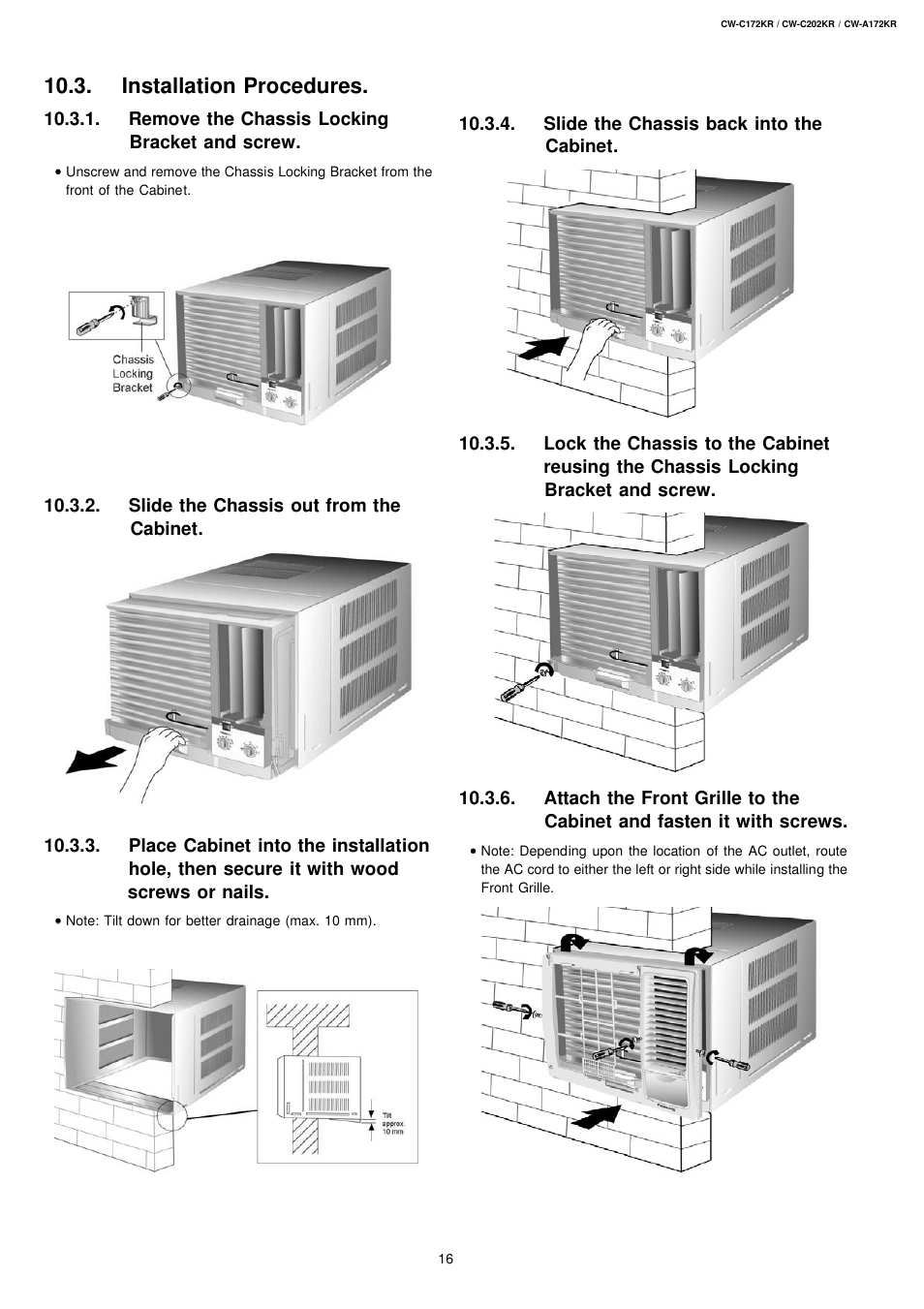 Installation procedures | Panasonic CW-C172KR User Manual | Page 6 / 8