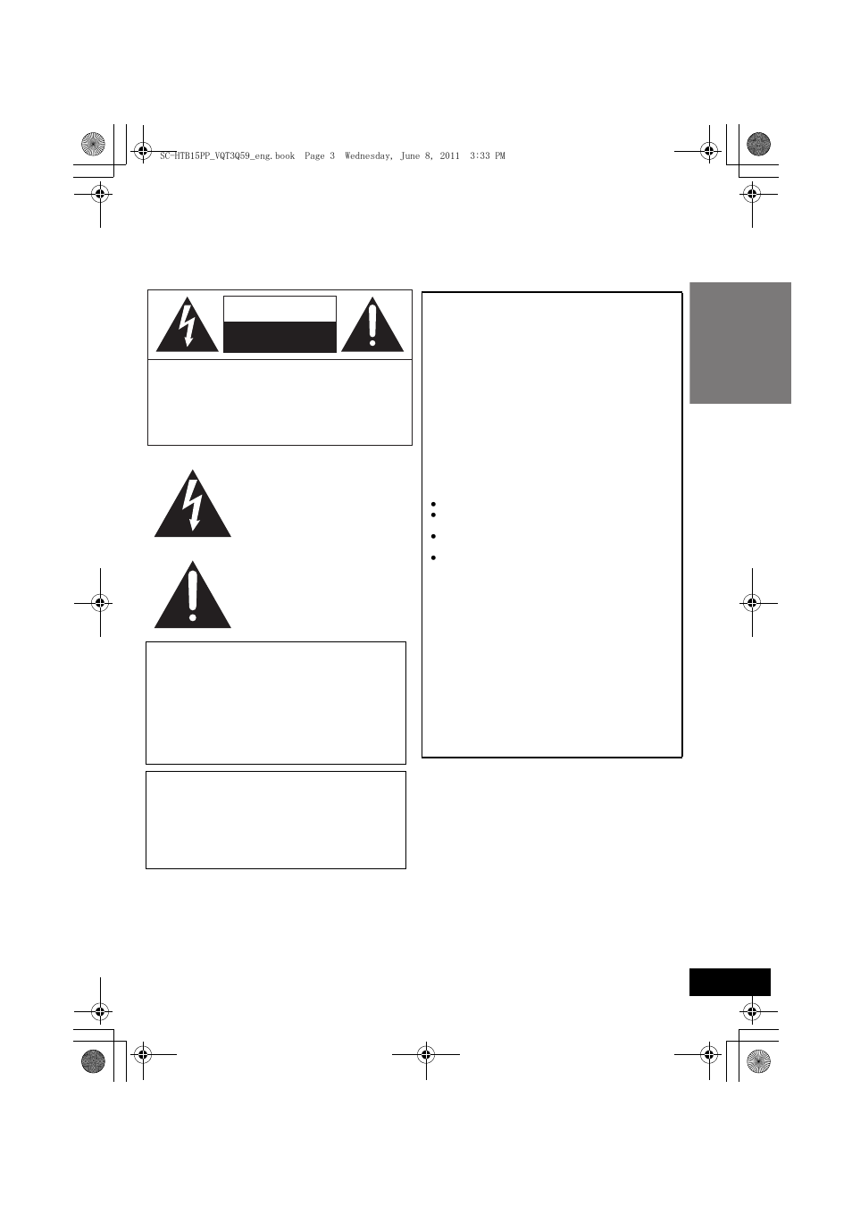 Caution | Panasonic HDMI SC-HTB15 User Manual | Page 3 / 32