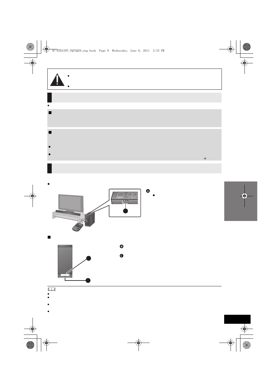 Speaker system, Active subwoofer | Panasonic HDMI SC-HTB15 User Manual | Page 9 / 32