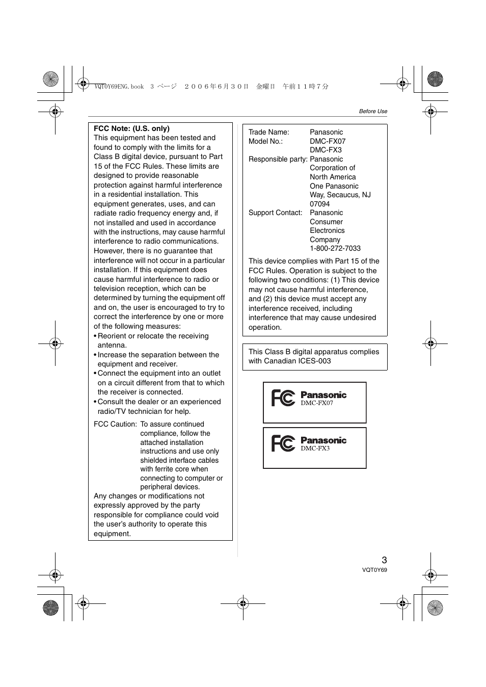 Panasonic DMC-FX3 User Manual | Page 3 / 128