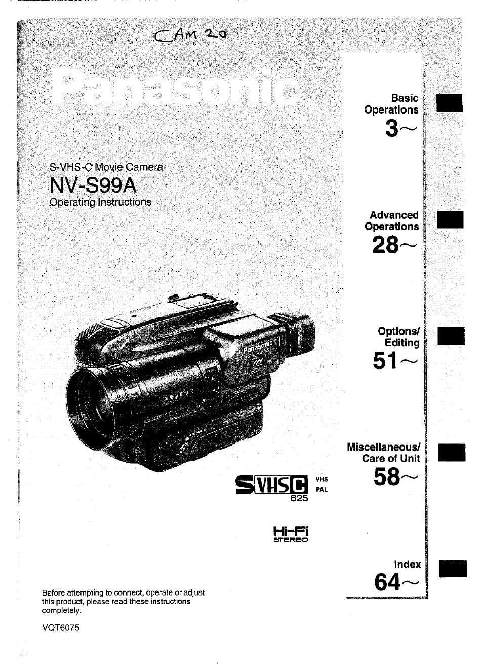Panasonic NV-S99A User Manual | 65 pages