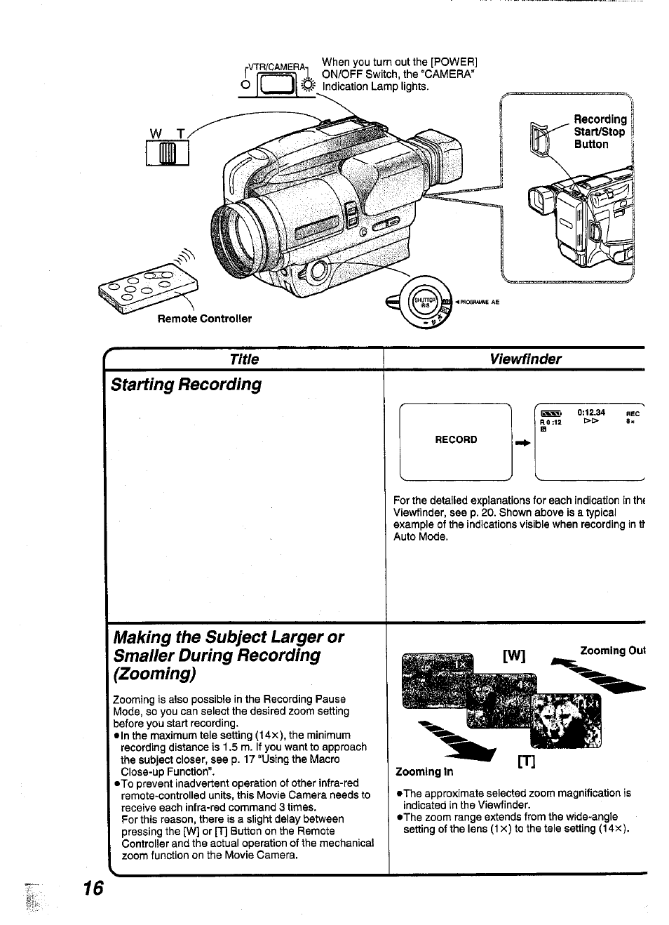 Title, Viewfinder | Panasonic NV-S99A User Manual | Page 16 / 65