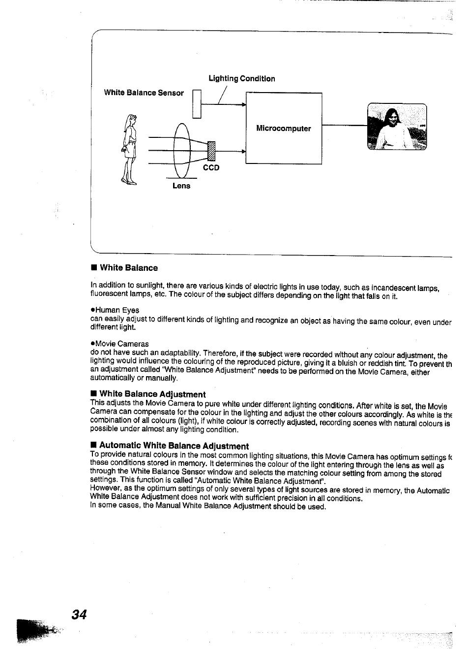 White balance, White balance adjustment, Automatic white balance adjustment | Panasonic NV-S99A User Manual | Page 34 / 65