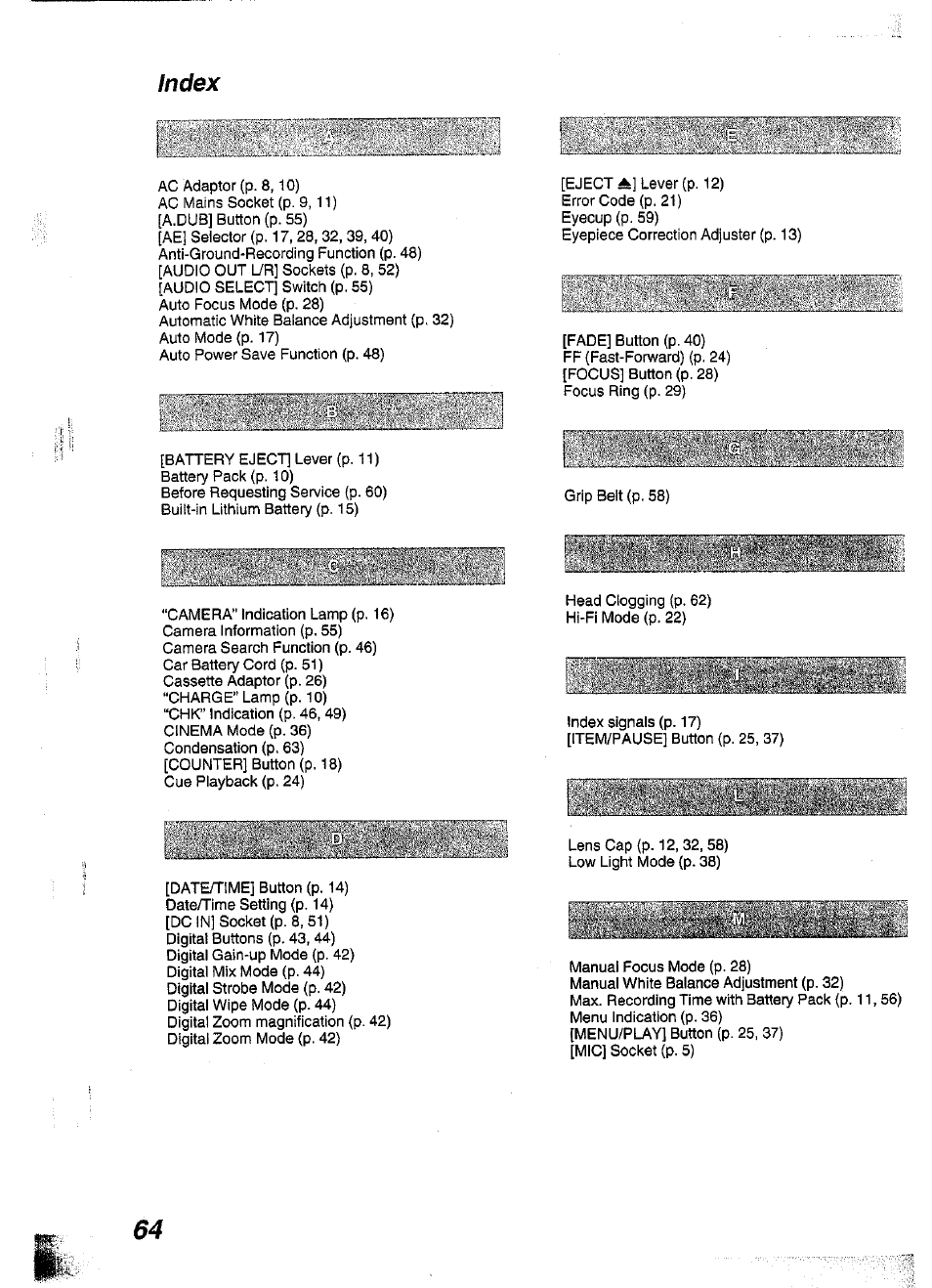 Index | Panasonic NV-S99A User Manual | Page 63 / 65