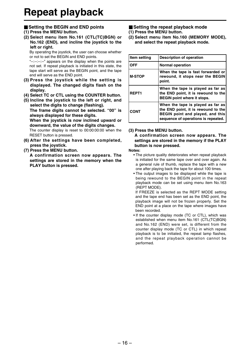 Repeat playback | Panasonic AJ-SDd93 User Manual | Page 16 / 46
