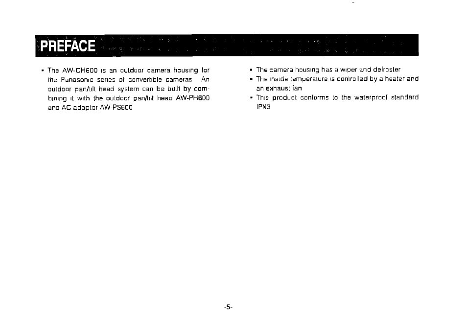 Preface | Panasonic AW-CH600 User Manual | Page 5 / 16