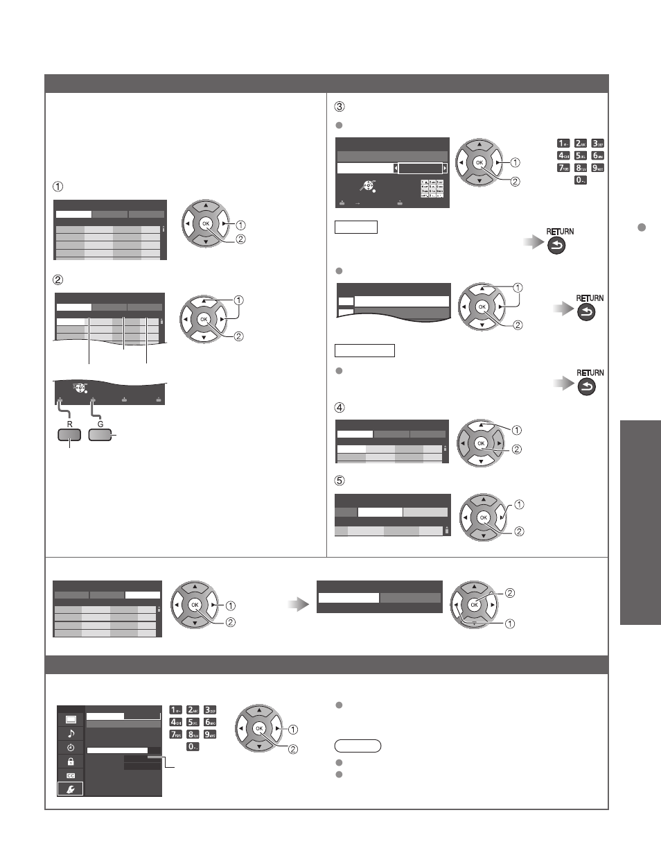 Signal meter (check signal strength), Advanced, Select “edit | Select the item to edit, Edit, Move the cursor to a channel number, Select “apply, Caption, Favorite, Add press ok to select “yes (add)” or “no (skip) | Panasonic TC-60PS34 User Manual | Page 41 / 64