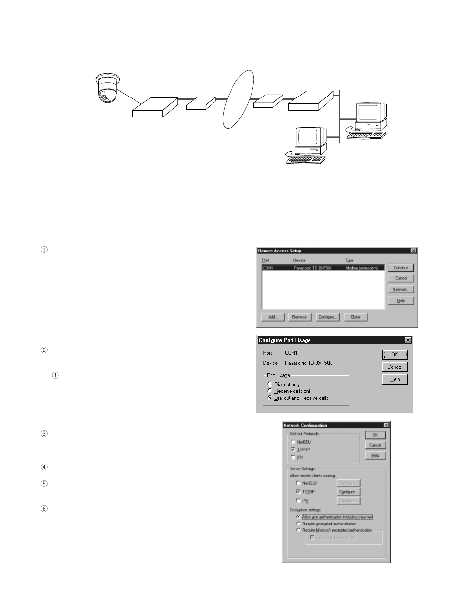 Ppp type connection 2 (network access), Windows nt setup | Panasonic WJ-NT104 User Manual | Page 22 / 84