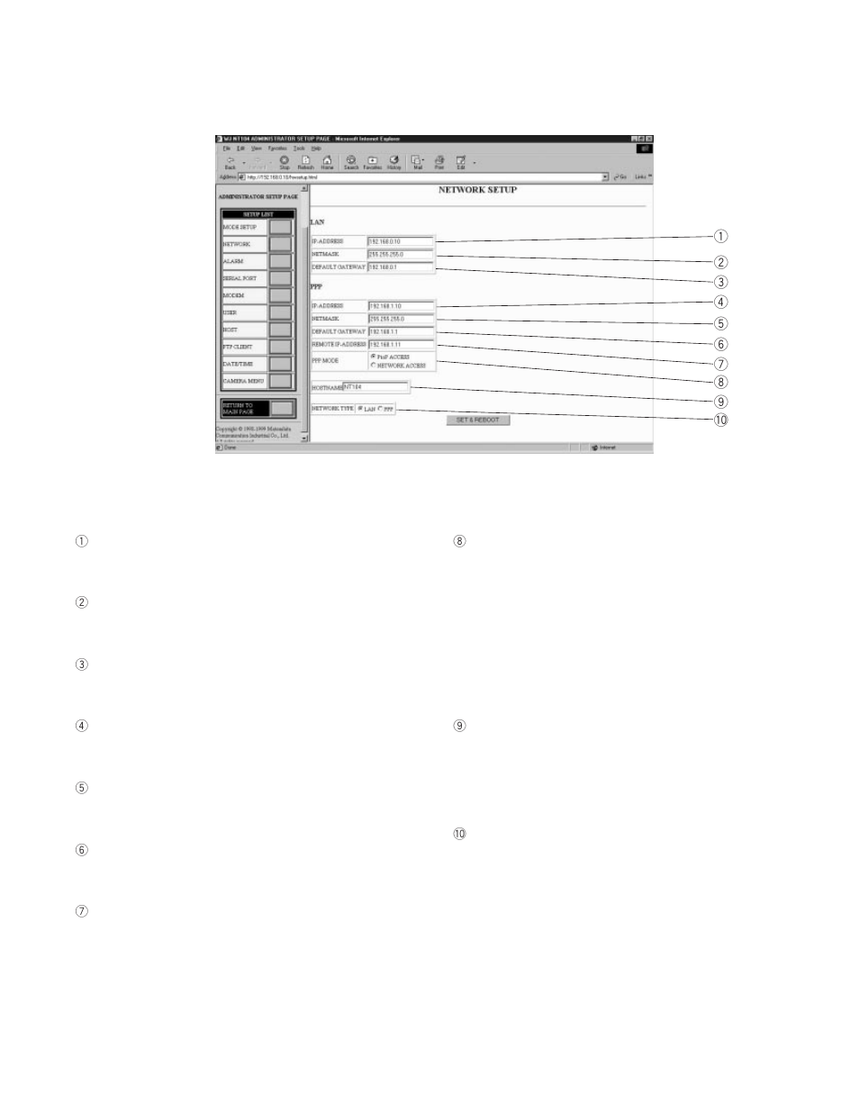 Network setup | Panasonic WJ-NT104 User Manual | Page 43 / 84