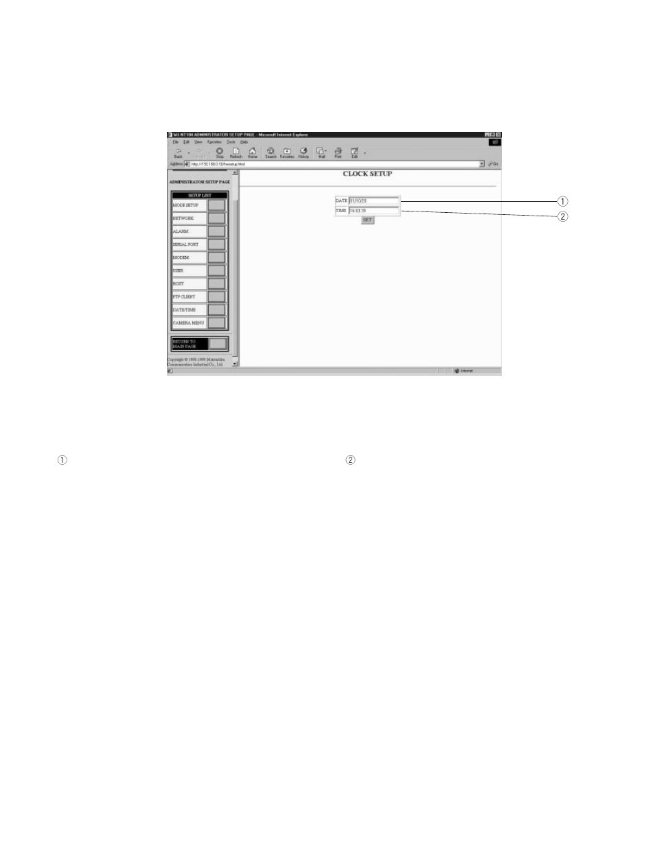 Date & time setup | Panasonic WJ-NT104 User Manual | Page 52 / 84