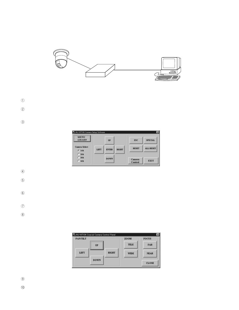 Camera menu setup, Operation | Panasonic WJ-NT104 User Manual | Page 56 / 84