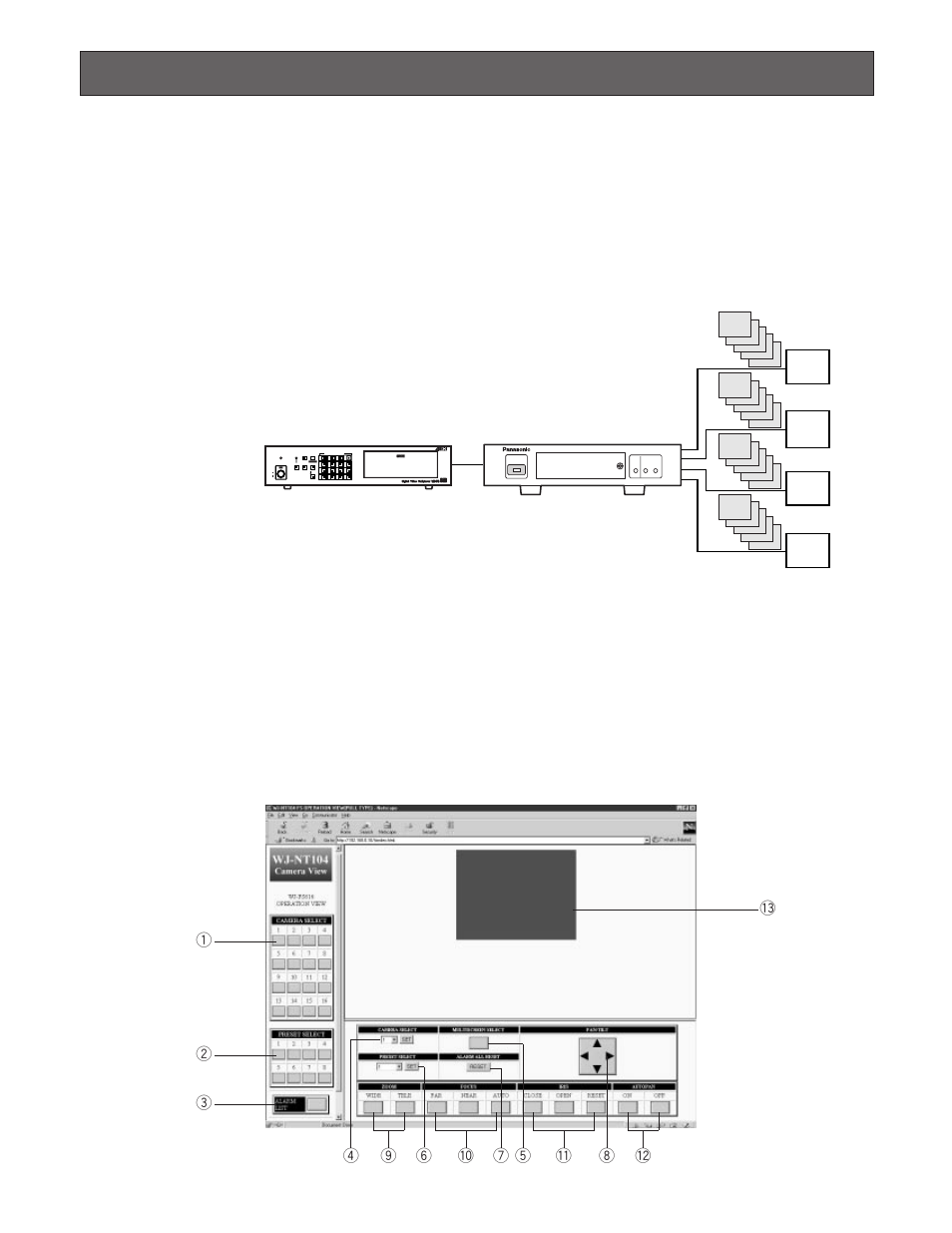 Extension functions, Wj-fs616 video multiplexer control, Connection | Setup, Control operation | Panasonic WJ-NT104 User Manual | Page 59 / 84