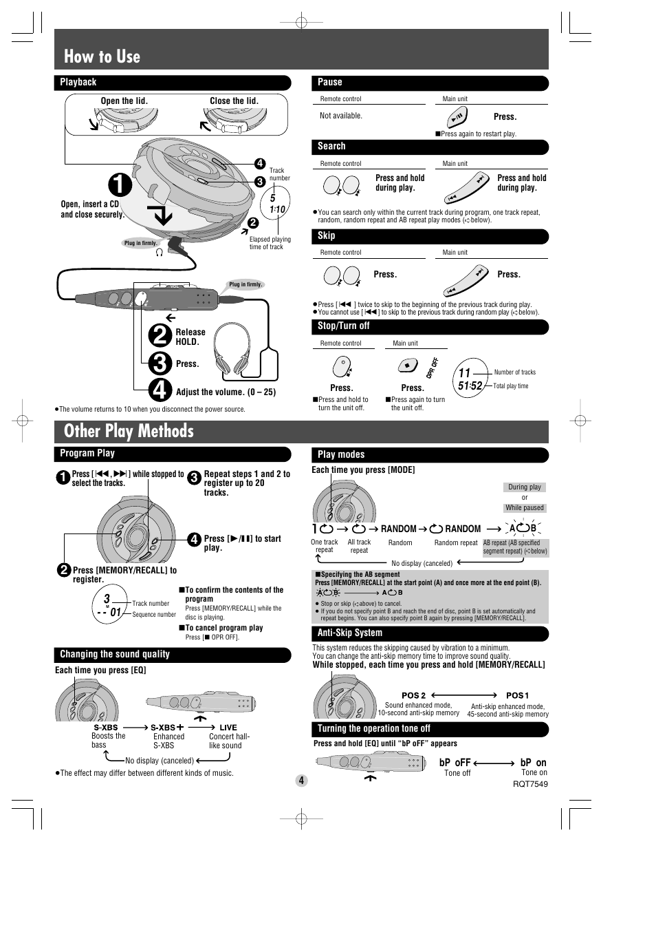 How to use, Other play methods | Panasonic SL-SW945 User Manual | Page 4 / 4